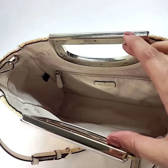 kate spade Alexia Straw Crossbody Clutch White Handbag 12x8 Retired Cottage